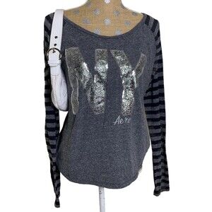 Vtg NY Aeropastle Aero Top Shirt Y2K Mcbling Rhinestones Size XL 2000s